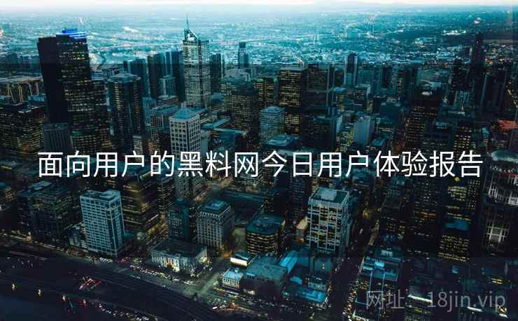 面向用户的黑料网今日用户体验报告