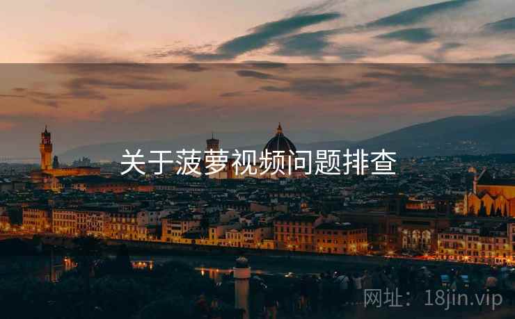 关于菠萝视频问题排查